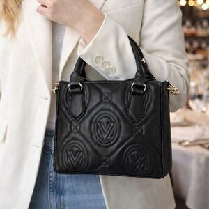 Valentino Orlandi Quilted Vegan Leather Black Mini Bag.